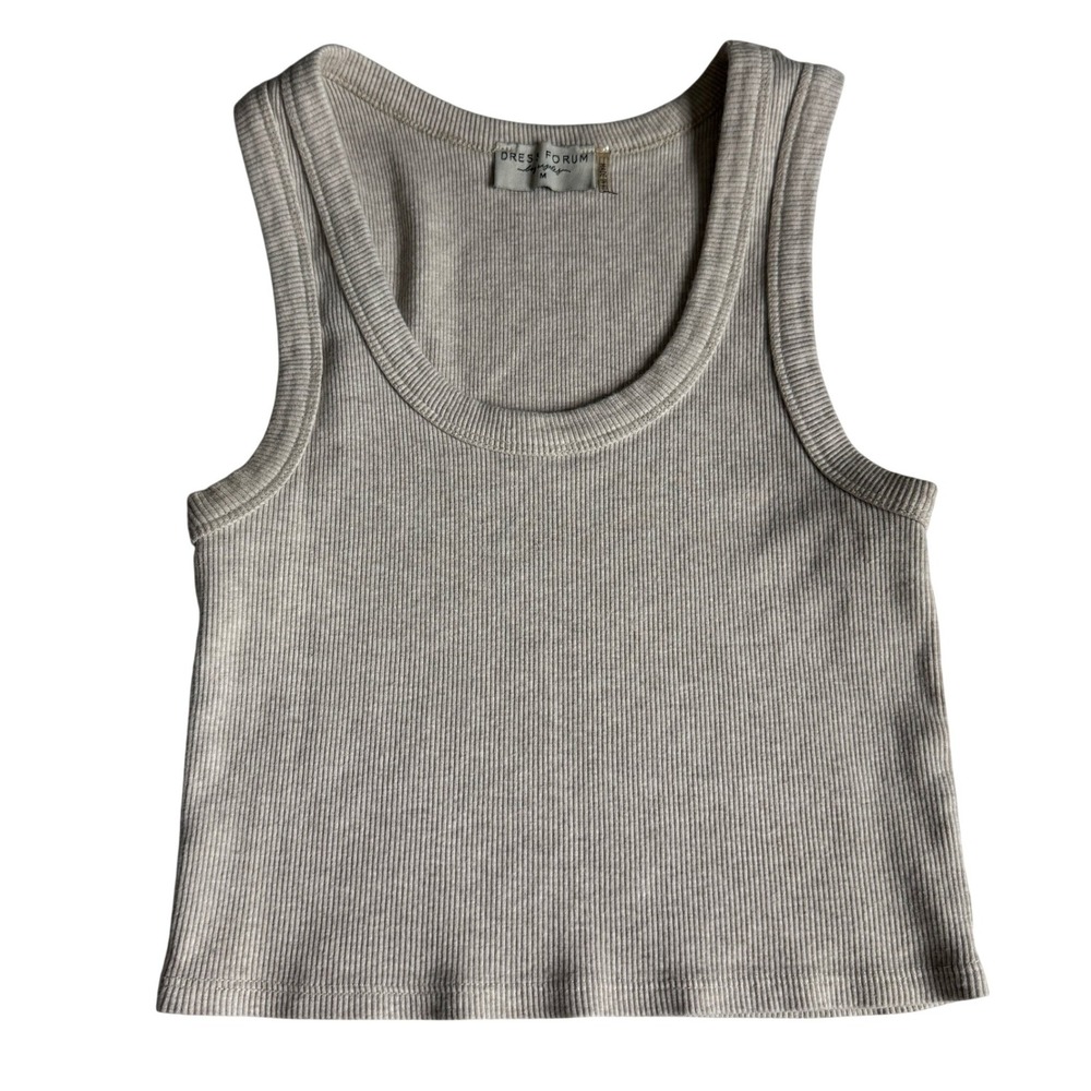 Dress Forum Ribbed Tank Top Oatmeal Scoop Neck Shirt Womens Medium Minimalist